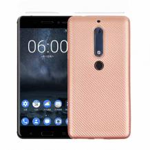 Силиконов калъф / гръб / TPU за Nokia 5.1 2018 - Rose Gold / Carbon