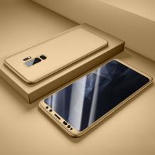 Луксозен силиконов калъф / гръб / TPU 360° за Samsung Galaxy S9 G960 - златист / лице и гръб