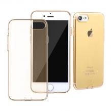 Оригинален силиконов калъф / гръб / TPU Baseus Simple Series за Apple iPhone 7 - златист / прозрачен