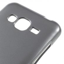 Луксозен силиконов калъф / гръб / TPU MERCURY i-Jelly Case Metallic Finish за Samsung Galaxy J3 2016 J320 - тъмно сив / графит