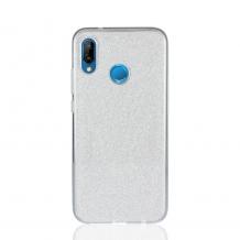 Луксозен силиконов калъф / гръб / TPU зa Huawei P20 Lite - сребрист / брокат