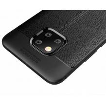 Луксозен силиконов калъф / гръб / TPU за Huawei Mate 20 Pro - черен / имитиращ кожа