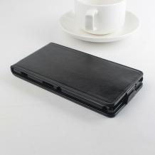 Кожен калъф Flip тефтер Flexi със силиконов гръб за Huawei Y625 - черен