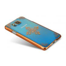 Луксозен твърд гръб / капак / BASEUS Royal Case Series за Samsung G850F Galaxy Alpha - прозрачен / златен кант