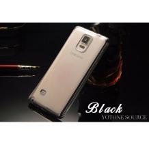 Луксозен силиконов калъф / гръб / TPU за Samsung Galaxy Note 4 N910 - прозрачен / черен кант