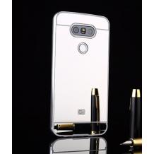 Луксозен алуминиев бъмпер с твърд гръб за LG G5 - огледален / сребрист