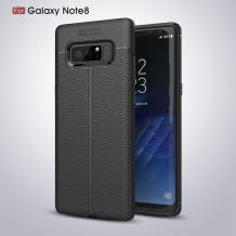 Луксозен силиконов калъф / гръб / TPU за Samsung Galaxy Note 8 N950 - черен / имитиращ кожа