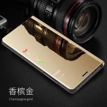 Луксозен калъф Clear View Cover с твърд гръб за Huawei P20 Pro - златист