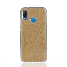 Луксозен силиконов калъф / гръб / TPU зa Huawei P20 Lite - златист / брокат