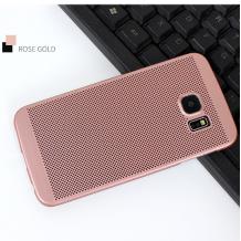 Твърд гръб за Samsung Galaxy S7 Edge G935 - Rose Gold / Grid