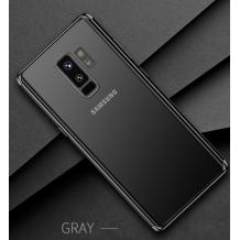 Луксозен силиконов калъф / гръб / TPU за Samsung Galaxy S9 G960 - прозрачен / черен кант