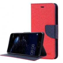 Луксозен кожен калъф Flip тефтер със стойка MERCURY Fancy Diary за Lenovo P2 - червен