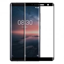 3D full cover Tempered glass Full Glue screen protector Nokia 8 Sirocco / Извит стъклен скрийн протектор с лепило от вътрешната страна за Nokia 8 Sirocco - черен