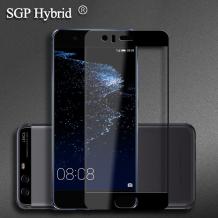 3D full cover Tempered glass screen protector Huawei P10 Lite / Извит стъклен скрийн протектор Huawei P10 Lite - черен