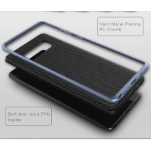 Луксозен твърд гръб за Samsung Galaxy Note 8 N950 - черен / син кант / Carbon