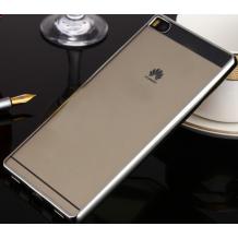 Луксозен твърд гръб за Huawei Ascend P8 Lite / Huawei P8 Lite - прозрачен / сребрист кант