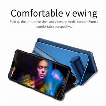 Луксозен калъф Clear View Cover с твърд гръб за Huawei P30 Pro - син