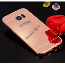 Луксозен алуминиев бъмпер с твърд гръб за Samsung Galaxy A5 2016 A510 - огледален / Rose Gold