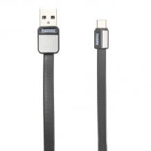 Оригинален USB кабел REMAX Platinum RC-044a 1m / USB Charging Data Cable / Type C - черен / плосък