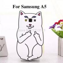 Силиконов калъф / гръб / TPU 3D за Samsung Galaxy A5 SM-A500F / Samsung A5 - Bad Cat / бял