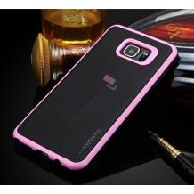 Луксозен силиконов калъф / гръб / TPU ROYCE за Samsung Galaxy S7 G930 - черен / розов кант