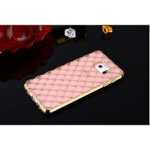 Силиконов калъф / гръб / TPU 3D за Samsung Galaxy S7 Edge G935 - розов със златен кант / ромб