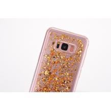 Силиконов калъф / гръб / TPU 3D за Samsung Galaxy S8 Plus G955 - златист / прозрачен / блестящи стружки