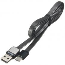 Оригинален USB кабел REMAX Platinum RC-044a 1m / USB Charging Data Cable / Type C - черен / плосък