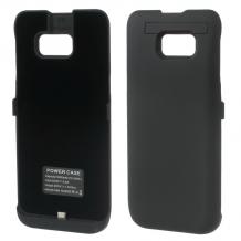 Твърд гръб / външна батерия / Battery power bank 5800mAh със стойка за Samsung Galaxy S6 Edge Plus G928 - черен