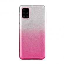 Силиконов калъф / гръб / TPU кейс за Samsung Galaxy A52 / A52 5G - преливащ / сребристо и розово / брокат