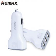 Универсално зарядно за кола REMAX Triple USB 3.6A Car Charger / Input: DC 12-24V / Output: USB1: 5V-1.2A; USB2: 5V-2.4A; USB3-2.4A - бял