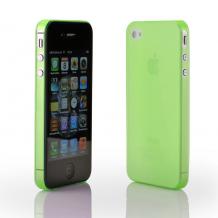 Ултра тънък силиконов гръб / TPU за Apple iPhone 4 / 4s - зелен / прозрачен / мат