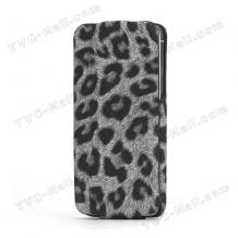 Кожен калъф Flip за Apple iPhone 5 - черен леопард