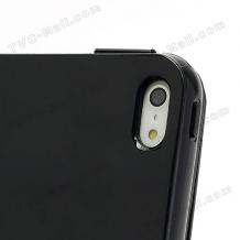 Силиконов калъв ТПУ Flip тефтер за Apple iPhone 5 / 5S - черен