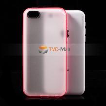 Силиконов калъф / гръб / TPU за Apple iPhone 5C- прозрачен с червен кант