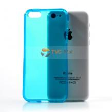 Силиконов калъф / гръб / TPU за Apple iPhone 5C - син / прозрачен