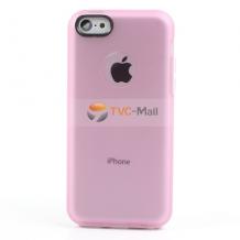 Силиконов калъф / гръб / TPU за Apple iPhone 5C - розов с бял кант