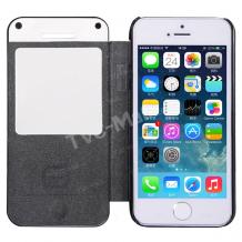 Луксозен кожен калъф Flip тефтер S-View BASEUS Bohem Case за Apple iPhone 5 / iPhone 5S - черен