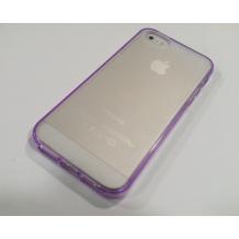 Заден предпазен капак със силикон за Apple iPhone 5 - прозрачен с лилав кант