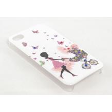 Луксозен заден предпазен капак Apple iPhone 5 - бял / пеперуди