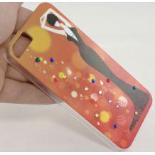 Луксозен заден предпазен капак Apple iPhone 5 - червено / оранжев с камъни