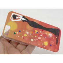 Луксозен заден предпазен капак Apple iPhone 5 - червено / оранжев с камъни