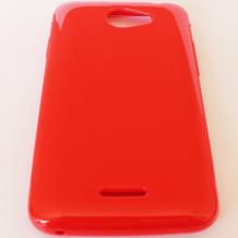Силиконов калъф / гръб / TPU за HTC Desire 516 / D516w - червен / гланц