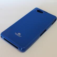 Луксозен силиконов калъф / гръб / TPU Mercury GOOSPERY Jelly Case за Sony Xperia Z1 Compact - син с брокат