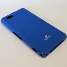 Луксозен силиконов калъф / гръб / TPU Mercury GOOSPERY Jelly Case за Sony Xperia Z1 Compact - син с брокат