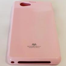 Луксозен силиконов калъф / гръб / TPU Mercury GOOSPERY Jelly Case за Sony Xperia Z1 Compact - розов с брокат