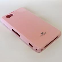 Луксозен силиконов калъф / гръб / TPU Mercury GOOSPERY Jelly Case за Sony Xperia Z1 Compact - розов с брокат