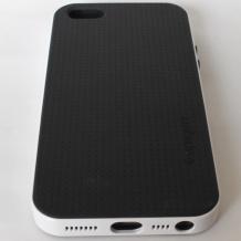 Оригинален силиконов гръб SPIGEN SGP Neo Hybrid за Apple iPhone 5 / iPhone 5S - черен с бял твърд кант