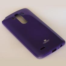Луксозен силиконов калъф / гръб / TPU Mercury GOOSPERY Jelly Case за LG G3 D850 - лилав с брокат
