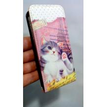 Кожен калъф Flip тефтер за Apple iPhone 5 - Cat